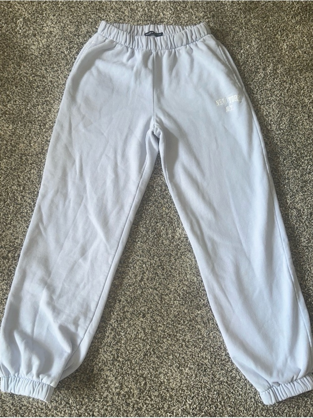 Brandy Melville Light Blue  Sweatpants with 'New York NY' Print